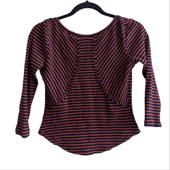 We the Free Stripe Waffle Knit Crop Shirt - Picture 2 of 5